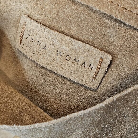 Zara Tan Suede Fringe Crossbody Bag - Picture 13 of 14